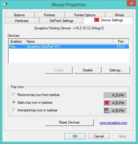 Disable device via Mouse Properties