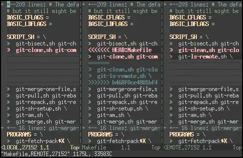 example of 3-way vimdiff