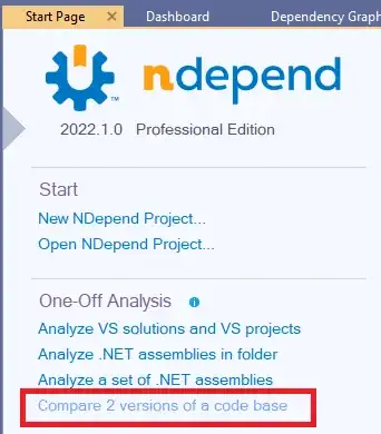 NDepend Compare 2 Versions of a code base