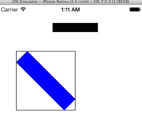 screenshot of running app showing frame of blue view with black border