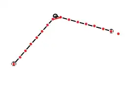 Here is an example of how I need to break up a non-straight line with 3 points into an array of several equidistant points