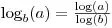 log_b(a) = log(a)/log(b)