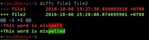 Coloured diff screenshot
