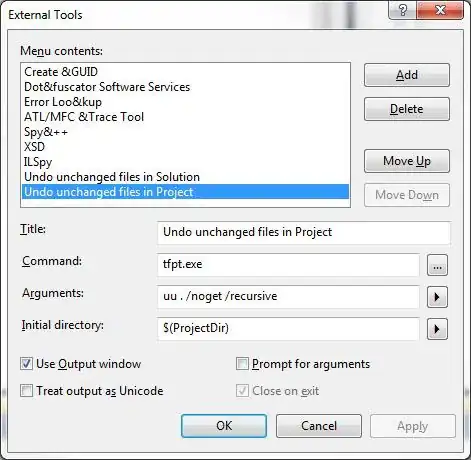 Undo unchanged in project