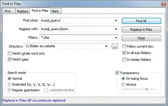 Search and replace notepad++ box