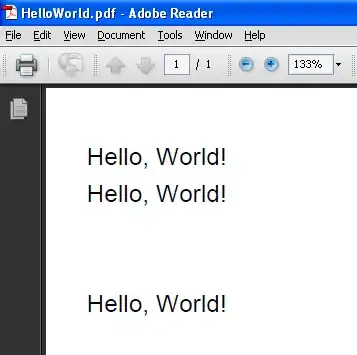 Hello PDF with blank lines inserted