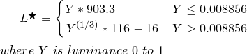 L* from Y equation