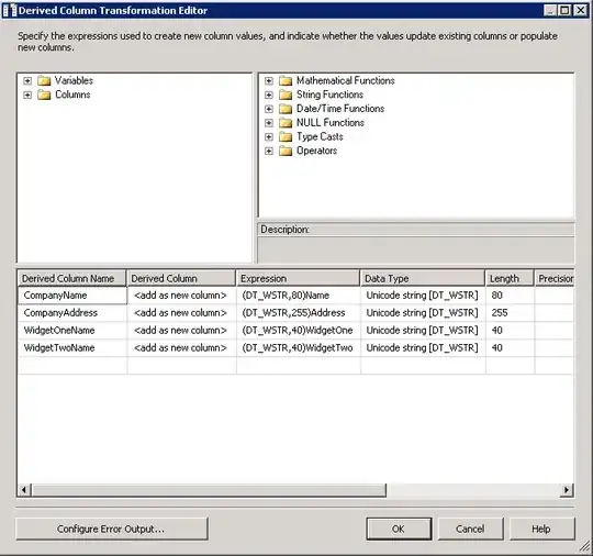 Example column to index table