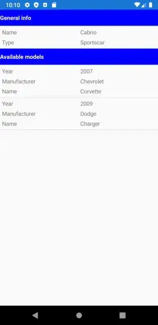 TableView with different TableSection