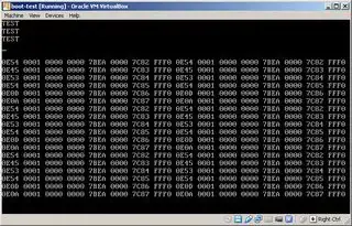 Screenshot of boot with debug output