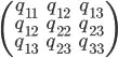 {{q11,q12,q13}{q12,q22,q23}{q13,q23,q33}}