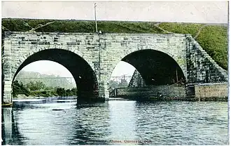 Bridge over Conneaut Creek, where, according to Spalding's fictional story, Roman scrolls were found recounting the voyage of a group of Romans to the Americas.