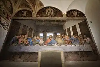 Leonardo da Vinci's Last Supper, as it appears on the refectory wall
