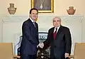 Cypriot President Demetris Christofias with Greek Minister of Foreign Affairs Dimitrios Droutsas at the Palace in February 2011