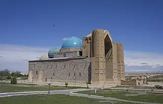 Mausoleum of Khoja Ahmed Yasawi, reparation works financed by the Yaushev family in 1899[7]