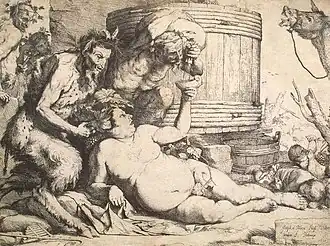Drunken Silenus, etching & engraving, 27.3 x 35.5&nbsp;cm.
