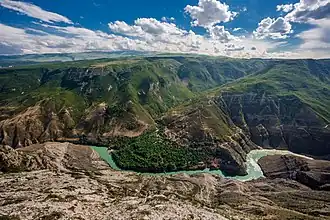 The Sulak river flowing through the Sulak Canyon