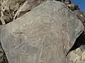 Inscription next to one of the petroglyphs of Kal Jangal&nbsp;[fa] near Birjand, [note 1] probably early Sassanian.[14]