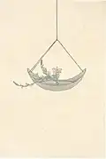 Coloured diagram of a hanging shōka, by the 40th headmaster Ikenobō Senjō, from the Sōka Hyakki (1820)