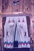 Innu patterned curtains, hunting, game, tents