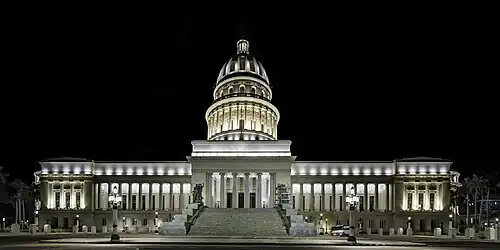 Eastern facade by night