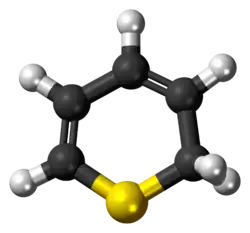 Ball-and-stick model of the 1,2-thiapyran molecule