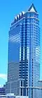The façade of 100 North Tampa is composed of pewter-tinted glass and Spanish granite.