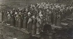 250 mm shells at a German ammunition dump.
