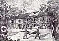 Copy of a drawing sketched in 1944 when the Château de Guernon-Ranville was a field hospital