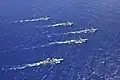 USS John Paul Jones, USS Shoup, JS Chokai, ROKS Sejong The Great and ROKS Gang Gam Chan maneuver into formation during Exercise Pacific Dragon 2016 on 25 June 2016.