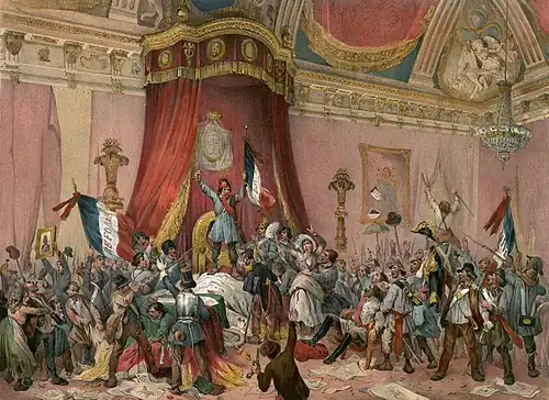 The throne room seized by a mob in the French Revolution of 1848