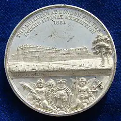 1851 medal The Crystal Palace in London by Allen & Moore, obverse