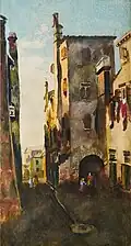 1903 Inner city idyll, Watercolour, 31x16 cm
