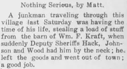 South SideMmessenger newspaper clipping, "Nassau County Deputy Sheriff's Foil Barn Thief," circa 1910[12]