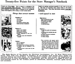 Society for Electrical Development Store Managers sales hints for women and men 1918
