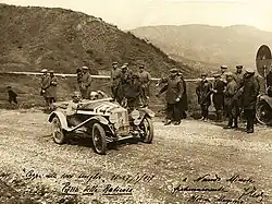 The eventual winners of the 1927 Mille Miglia crossing the Raticosa.[7]