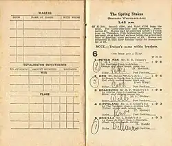 1934 AJC Spring Stakes page showing the winner, Rogilla