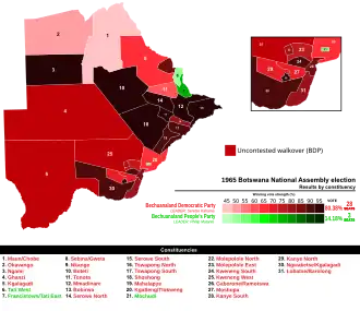 1965 Bechuanaland general election results by constituency