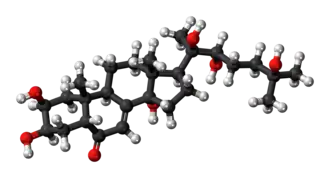 Ball-and-stick model of the 20-hydroxyecdysone molecule