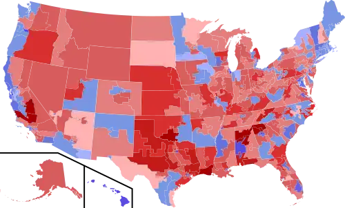 Results shaded according to winning candidates share of vote