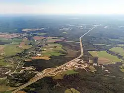 Aerial shot of Milford at exit 9