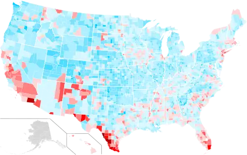 Trend[l] in county margins from 2020 to the 2024 presidential election.