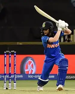 Rodrigues batting for India during the 2020 ICC Women's T20 World Cup