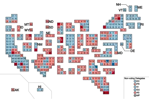 Cartogram of results
