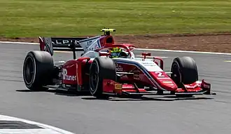 Piastri driving the Dallara F2 2018 at the 2021 Silverstone Formula 2 round
