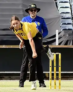 Bekker bowling for Western Australia in December 2018