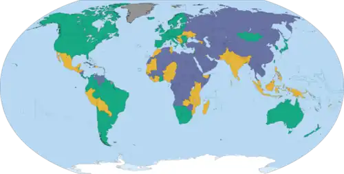 Country ratings from Freedom House's Freedom in the World survey for 2022