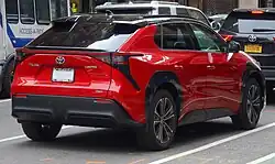 Rear view of 2023 Toyota bZ4X AWD (YEAM15, US)