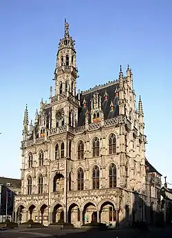 Oudenaarde Town Hall built by Hendrik van Pede in 1526–1537 as one of the last Gothic town halls of present-day Belgium.