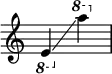 {
\override Score.SpacingSpanner.strict-note-spacing = ##t
\set Score.proportionalNotationDuration = #(ly:make-moment 1/8)
\override Score.TimeSignature #'stencil = ##f
\relative c {
\time 2/4
\ottava #-1 e4 \glissando
\ottava #1 a'''
}
}